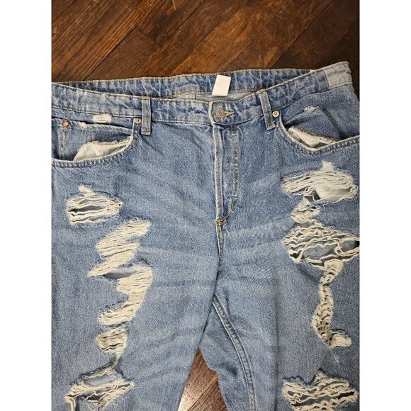 H&M Boyfriend Low Waist Distressed Jeans size 14 - Picture 3 of 12